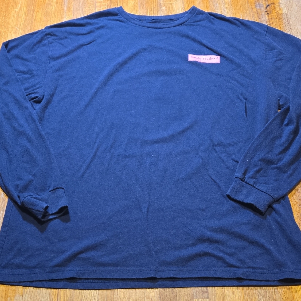 Simply Southern Women Large Navy 'Suck‎ It Buttercup' Pig Long Sleeve Shirt